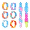 Fidget Toys Sensory Christmas Rainbow Tie dye Wristband Decompression Toy Push Bubble Anti Stress Educational Children Adults Gfit Surprise Wholesale In Stock