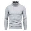 Rayé col roulé hommes chandails automne hiver pull tricoté hommes décontracté mince ourlet côtelé marque haut surdimensionné chaud pull 210524