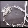 hair Sier Color Crystal Pearl Bridal Headband Tiara Vine Headpiece Decorative Women Wedding Hair Jewelry Accessories Sqril4040843