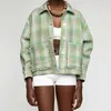 Za Donna Moda Overshirt Giacca a quadri verde Cappotto di tweed Capispalla donna vintage Chic Top Xitimeao 210602