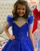 Little Miss Pageant Dress for Teens Juniors Toddlers Infant 2021 Sequins Bling Royal Blue Long Girls Prom Gown Formal Party rosie 218G