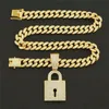 Naszyjniki wiszące 13 mm szerokość Miami kubańska łańcuch z sześciennym zamek cyrkonu klucz Chunky Choker Naszyjnik dla mężczyzn Kobiet biżuteria Hip Hop para