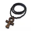 Good Wood Cross Pendant Necklaces Egyptian Power of Life Design Goodwood Wooden Charm Beads Statement Necklace for Women Fashion Men Hip Hop Jewelry