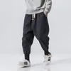 MrGB Chinese Style Men Cotton Linen Harem Pants Streetwear Man Casual Joggers Harajuku Elastic Waist Male Oversized Trouser 220812