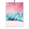 Картины с синей пальмой, тропический розовый пляжный пейзаж, настенная живопись на холсте, скандинавские принты, плакат, изображение для декора гостиной209s