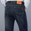 Erkek Kot 2021 Bahar Klasik Mavi Siyah Slim-Fit İş Pamuk Elastik Normal Fit Denim Pantolon Erkek Marka Pantolon