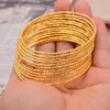 24k 6-12pcs Girl Gold Color Dubai Bangles Kids Ethiopian Bracelet Africa Arab Jewelry Bracelet Gift Bangles 6cm Inside Diameter Q0717