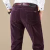 Men Vintage winter Corduroy Slim 6 color Casual Dress Suit Pants Fashion Business Brand Clothes jeans Trousers Plus Size 40 211119