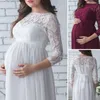 Vestidos de maternidad Mujeres embarazadas Vestido de ducha de bebé Pografía Props Pregnanza Ropa de embarazo Encaje Maxi vestido para PO Shoot