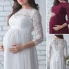 Mamãe Designer Vestidos Mulheres Grávidas Baby Shower Dress Pogal Props Gravidez Roupas Lace Maxi Vestido para Po Shoot Moda Comfortale Soft Roupas Pijamas Terno