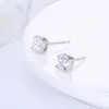 Sterling Silver 4 Prongs Setting Zircon Diamond Stud Earrings for Women 925 Stamped 18K White Gold Plated