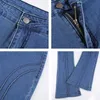 Streetwear listrado azul y2k flare jeans para meninas feminino moda vintage calças denim mulheres alta cintura calças capris 210708