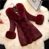 Winter Faux Fur Coat Women Thick Outwear Female Long Fake Fur Collar Jackets For Ladies Slim Elegant Warm Coat 210917