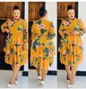 Femmes Imprimé Robe Floral Gâteau Plissée Taille Haute Manches Longues Vintage Printemps Été Mode Africaine Femme Dames Vestidos 210416