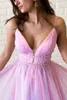 Long Mermaid Prom Dresses 2021 New Squined Deep V Neck Sweep 스트레인 환상 스트랩 정식 이브닝 드레스 파티 가운 맞춤형 P2762