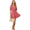 Wit zand spot mini zomer jurken vrouwen v-hals casual strand sundress sexy botton wrap bodycon jurk vrouwelijke 210730