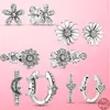 Saplama Yüksek Kalite 925 Ayar Gümüş Köpüklü Daisy Çiçek Trio Küpe Kadınlar Için S925 Orijinal Moda Takı