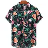 Bloem print shirts mannen korte mouw casual heren aloha shirt strand vakantie Hawaiiaanse Camisa zomer merk bloemen chemise homme 210524