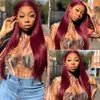 Braziliaanse rechte bordeauxige haarbundels #99J Bold Red 3/4pcs Human Hair Weave Bundel Non Remy Extensions