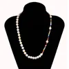 Boho Multicolor Beads Imitation Pearl Necklace For Women Men Kpop Vintage Eesthetic Strand Chain on the Neck Fashion Accessories P164R