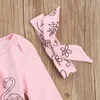 Pudcoco 2 pcs recém-nascido bebê meninas roupas coração animal manga rosa romper macacão macacão hairbits outfits letra sofia 0-24 meses g1221