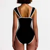 Sexy Retro Schwarz Weiß Gestreift Push Up Badeanzug Bodysuit Damen Monokini Bademode Frauen Schwimmen Badeanzug Trikini 210611