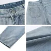 Single Road Mens Jeans Mode Denim Broek Baggy Hip Hop Japanse Streetwear Koreaanse stijl broek blauw voor 211108