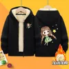 Girls hoodie plus velvet thickening loose hooded zipper cardigan coat 2021 winter children's long-sleeved printed sweater jacket size 90-150