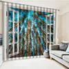 Занавес Drapes PO Windows Scnery Лесные шторы 3D для гостиной спальни Cortinas