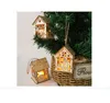 Christmas Home Decoration log cabin Hangs Wood Craft Kit Puzzle Toy Xmas Wooden House with candle light bar Children's holiday gifts