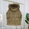 Mulheres inverno para baixo jaqueta reais pele curta parka moda casaco feminino engrossar quente outerwear à prova de vento roupas impermeáveis ​​-301112
