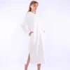 Długie bluza Dres Jesień Zima Polar Kieszeń Kawaii Vintage Casual White Split Maxi Bluzy Z Kapturem Sukienki Swetry 210910