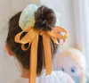 الصلبة اللون bowknot scrunchie الشيفون الشعر حبل ذيل حصان حامل مرونة الشعر العصابات الروابط رئيس التفاف الملحقات للبنات 0360