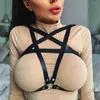 Harnais en cuir pour femmes, soutien-gorge Cage Bdsm, ceintures pentagramme, bas jarretelles, Lingerie Sexy, fétiche gothique, 1122