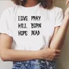 Love Pray Hill Born Hope Dead Letter Imprimé Style Gothique Dark Tumblr Harajuku Hipster Cool Grunge Noir T-shirt Unisexe 210518