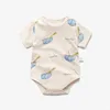 Bear Leader born Boys Girls Casual Clothes Fashion Summer Cartoon Cute Print Bodysuit Infant Sweet Clothing Toddler Suit 0-2Y 210708