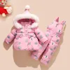 Russian Winter Suit for Children Baby Girl Duck Down Jacket coat and Pants 2pcs Warm Clothing Set Thermal Kids Clothes Snow Wear L8486218