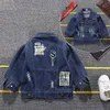 MUABABY Baby Boy Denim Jacket Kids Cartoon Appliques Tops Autumn Children Warm Clothes Frosted Toddler Daily Wear Fashion Looks 211204