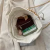 Okrągłe tkane słomiane torby dla kobiet letni łańcuszek z pereł ręcznie rattanowa torebka plażowa Travel Bohemia damska torba na ramię Crossbody 211026