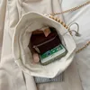 Borse di paglia intrecciate rotonde per le donne Catena di perle estive Borsa da spiaggia in rattan fatta a mano Borsa da viaggio a tracolla femminile Boemia 211026