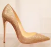 Casual Designer sexy lady Fashion women shoes gold giltter stiletto stripper high heels thin heeled wedding Prom Evening pumps size 33 44 12cm