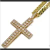 Collane hip hop hip hop 18k oro placcata ghiacciata zirconia cubica ciondolo a croce con cutana da 4 mm da 60 cm cuba da uomo donna diamanti gioielleria h svvr1
