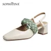 SOPHITINA Femmes Sandales Casual Summer Weave Couleurs mélangées Sandales Talon épais Sangle arrière Confort Doux Violet Lady Chaussures AO884 210513