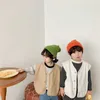 Spring Japan style Boys and girls solid color casual thin waistcoats fashion kids children cotton all-match loose vests 210615