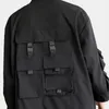 Techwear Multi-pocket Reflective Print Cargo Jackets Coats Men Casual Streetwear Harajuku Loose Outerwear Hip Hop Windbreaker 211008