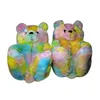 WholesalePlush Teddy Bear House Terlik Kahverengi Kadın Ev Kapalı Yumuşak Kaymaz Faux Kürk Sevimli Kabarık Pembe Terlik Kadın Kış Sıcak Ayakkabı