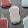 Pano de limpeza Dupla Sponge Sponge Scouring Pad Ferramentas de Cozinha Escova Limpeza Pads Decontaminação Prato Toalhas WMQ910