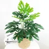 65cm Tropical Monstera Large Artificial Plants Fake Palm Tree Green Plastic Leafs 18 Heads Coconut Tree Branches For Home Decor 210624