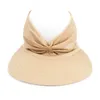 Wide Brim Hats Hat Women Summer Sun Visor Anti-ultraviolet Elastic Hollow Top Outdoor Caps For GirlsWide