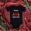 Pajaciki Dermspe Moda Czarny Romper Born Baby Boy Girl Wesołych Świąt Boże Narodzenie Drukowane Maluch Kombinezon Round Neck Bodysuit 3068